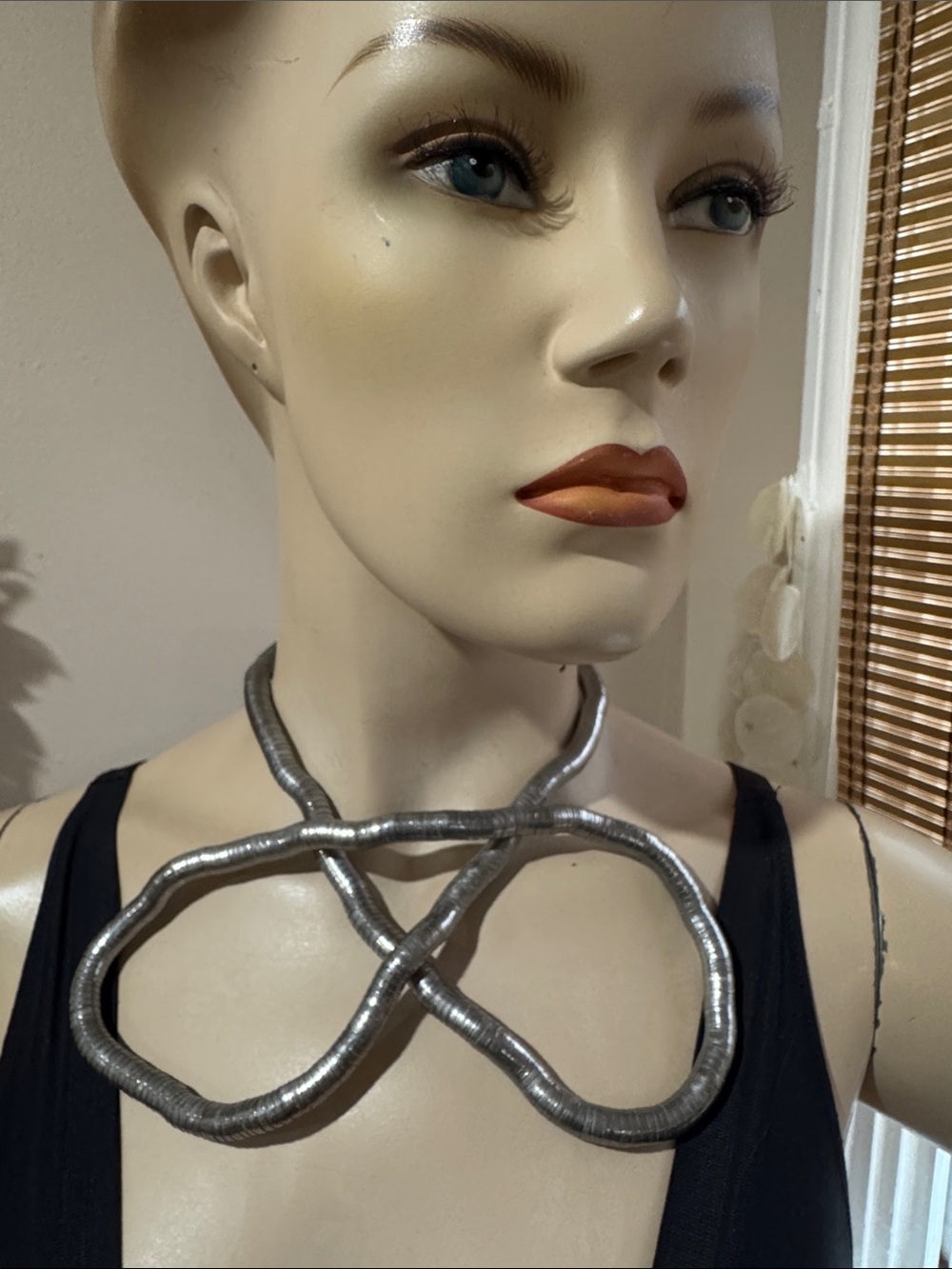 Vintage Bendable Snake Coil Necklace Pewter - Picture 4 of 10